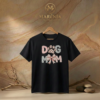 Camiseta Tela Fría Mujer - Corte Recto- Estampado DOG MOM con Lazo - Negro
