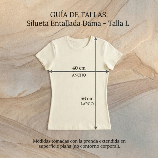 Guía Talla L Entallada Camiseta Tela Fría Mujer - Corte Entallado- Estampado Bulldog Floral - Blanco Hueso