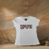 CAM-FRI-BLH-ENT-MD-E11 Camiseta Tela Fría Mujer - Corte Entallado - Estampado LOVE Country - Blanco Hueso