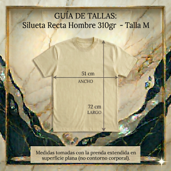Guia talla M Camiseta Hombre Algodón Peruano 310gr - Corte Regular - Verde Militar - Bordado Diseño Mantaraya